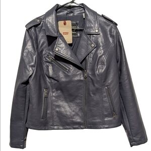 Levi’s Faux Leather Moto Jacket Slate Blue XL NWT